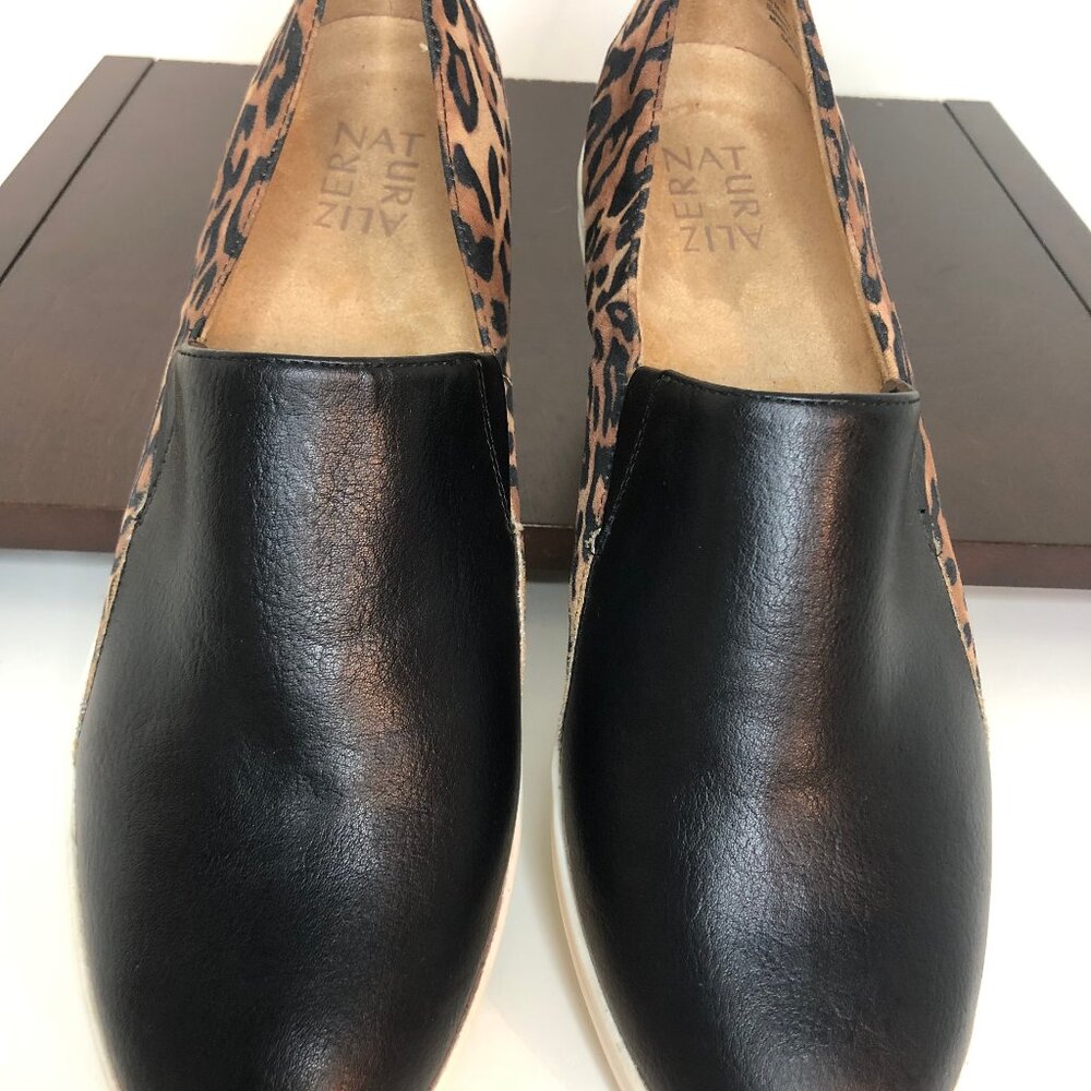 Naturalizer Sandra Slip-on Wedges Black Smooth and Leopard Print Finish Sz. 8.5 - Picture 6 of 6